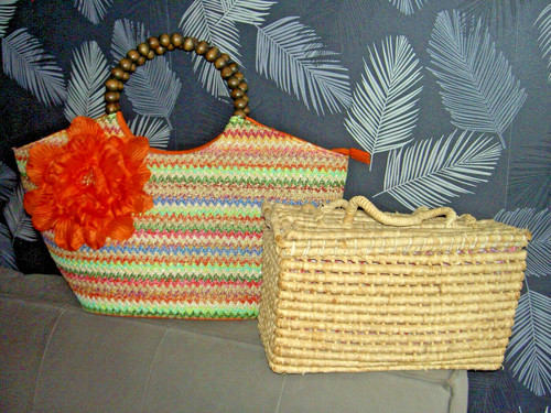 Lot sac orange panier - -,