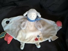 Doudou Mouton Guss et Victor Plat Rond Blanc Gris Etoiles Noukies Noukie's