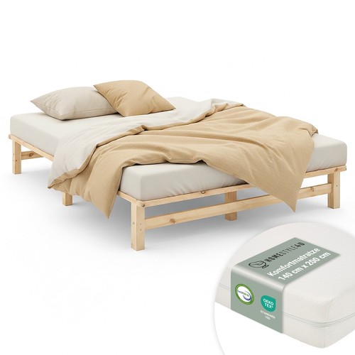 Cadre lit 140x200 bois - lit,
