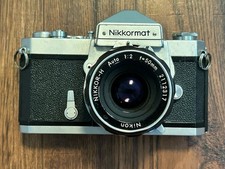 Vintage Nikon Nikkormat SLR Film Camera W/ Nikkor-H 50mm 1:2 Lens Japan *Details