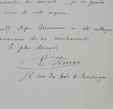 Rare lettre de l'arachnologue