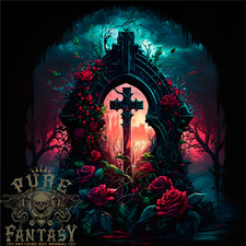 A Croix Gothique à Un Pierre Tombale Gothique Fantaisie Homme Coton T-Shirt