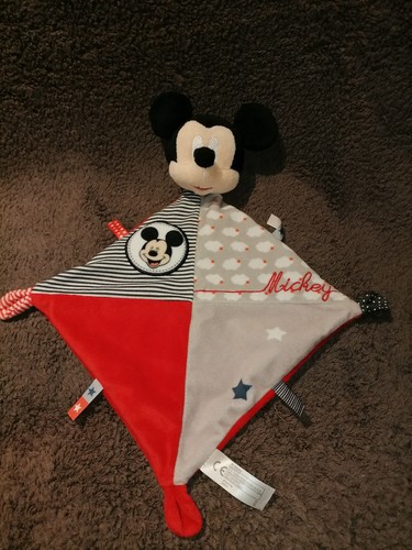 Doudou plat mickey rouge gris - doudou,