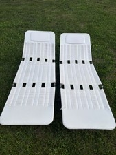 2 Vintage Kurz Tri Folding Vinyl Tube Chaise Beach Lounge Lawn Chair Movie Prop
