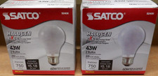 Satco  S2406 43W A19 Frosted Halogen Lamps - 2 Packs of 2 = 4 Bulbs - 43A19/SW