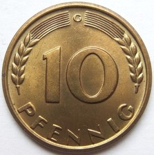 Pièce Bundesrepublik Allemagne 10 Pfennig 1950 G En Brillant uncirculated