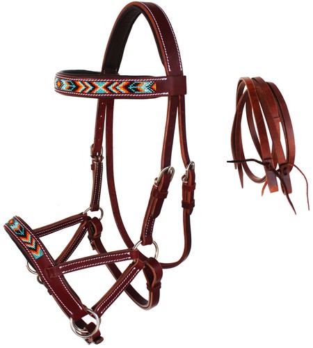 Horse western leather beaded - leather,