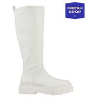 RRP€290 LIU JO Knee Boots US9 UK6 EU39 White Logo Square Heel