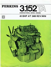 PERKINS 3.152TA AGRICULTURAL DIESEL ENGINE ORIGINAL 1966 FACTORY SALES BROCHURE