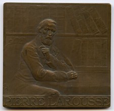 France Encyclopedist Pierre Larousse 1902 Art Medal by Charpentier 70mm 127gr !!