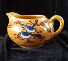 Made In Japan Lustre Ware Creamer With Blue Birds In Tree Branches