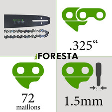 Pack Guide + Chaîne tronçonneuse 72entraineurs 45cm de coupe 0.325 0.058