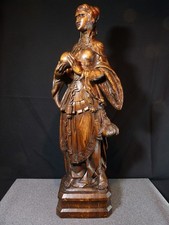 Antique Wooden Woman Statue Sculpture Medieval Taste High Renaissance Period