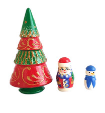 SAPIN DE NOEL VERT ROUGE PEINT