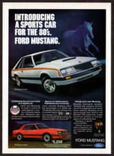 1980 FORD Mustang 3-Door Vintage Original Print AD - White car photo USA 2-door