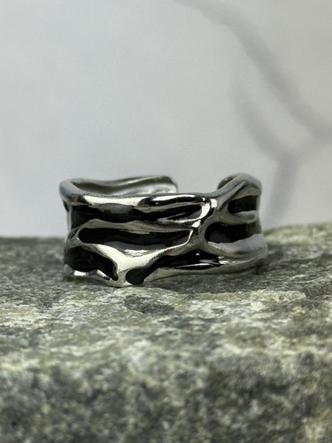 Bague large émaillée noire - bague,