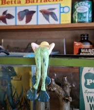 Vintage Ceramic Aquarium Beautiful Hanging Balancing Blonde Frog Girl Mermaid