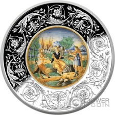 MIDAS JUDGMENT Apollo and Pan Maiolica 1 Oz Silver Coin €5 Euro Malta 2025