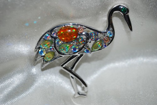 Crystal emu ostrich bird pin - emu,