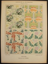 Léo CARRIERE "Tentures" Planche au Pochoir Art Nouveau Calavas Saudé ca 1910