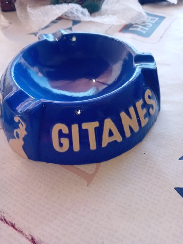 Ancien cendrier gitanes bleu - cendrier,