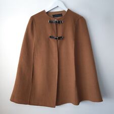 Zara Camel Cape Poncho Jacket Wool Blend Size S Small 8 10 