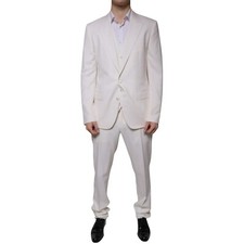 Dolce & Gabbana Costume Blanc Soie Laine 3 Pièce Slimfit Habillé EU52/US42 / XL
