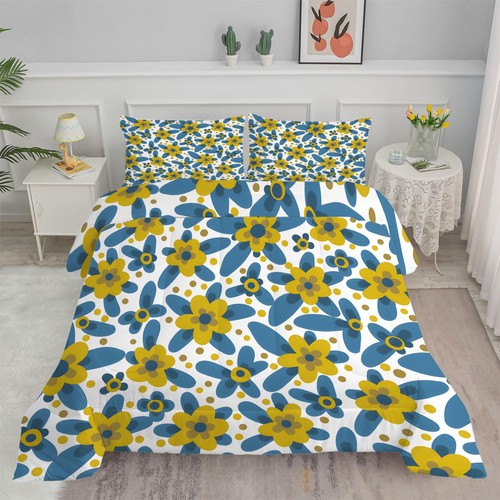 Couette 200x200 bleu fleuri - bleu,