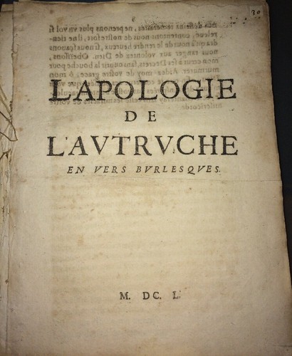 Apologie l autruche - l’apologie, de