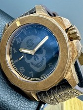 MONTRES MILITAIRE OFFICIER DE MARINE BRONZE CALI SKULL LIMITED EDITION SWISS