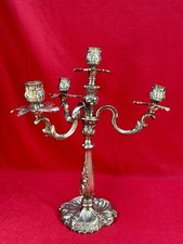 Grand Candélabre en Métal Argenté Style Rococo – XIXe siècle Chandelier Ancien