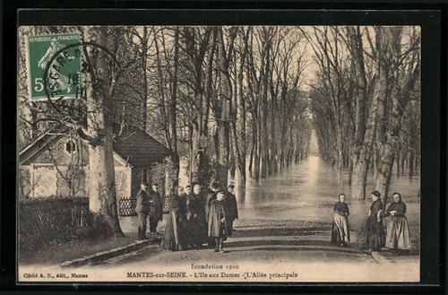 Cpa mantes sur seine ile - cpa, mantes-sur-seine,