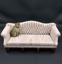 Vintage Dollhouse Miniature Tufted Back Silk Sofa by Leonetta Scott 1980 1:12