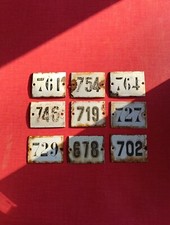 Lot 9 old enamelled plates number number haberdashery furniture trade (C7)