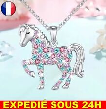 ✅ Collier Cheval Arc En Ciel Pendentif Licorne Cristal Coloré Femme Fille Cadeau