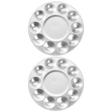 2pcs 6.7" 10 Wells Round Aluminum Paint Palette Tray Paint Mixing Pallet