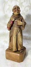 ANRI MONK FIGURINE SCULPTURE COMIC STATUE WOOD HAND CARVING BLACK DRILL TYROL