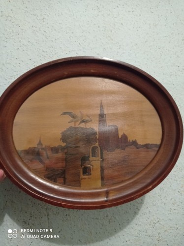 Tableau ovale pyrogravure - tableau,