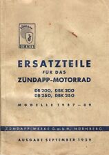 WWII ZUNDAPP 1939 Motorcycle DB200 DBK200 DB250 DBK250 Illust. Parts Manual