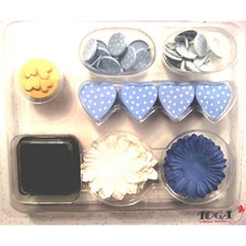 LOT DE 60 EMBELLISSEMENTS TOGA CIEL ET BLANC NEUF