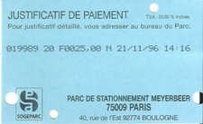 Ticket 1996 horodateur parking