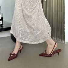 Women Pointed Toe Pumps Sandals Slingbacks Buckle Strap Thin Heels Stilettos