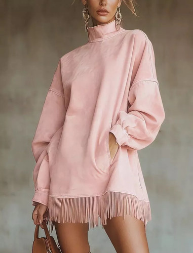 Robe femme ample avec franges - robe,