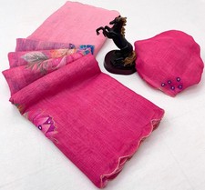 Presenting Fancy Designer Pink Linen Saree With Blouse For Women & Girls