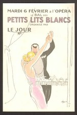 Hat. Bal des Petits Lits Blancs. 1934. Opéra Paris. Softboard. Flyer