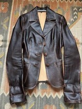 Auth Jean Claude Jitrois Brown Stretch Leather Jacket Size 36 Women’s Outerwear