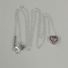 halo pendant collier necklace -45cm pandora sparkling pink heart