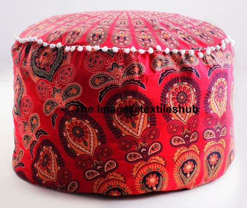 Pouf ottoman rouge mandala - rouge,