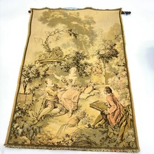 Vintage Gobelin French  Wall Hanging Tapestry - Couple Courtship Scene Excellent