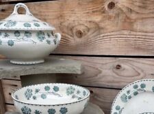 Geranium 3pcs Service Antique Flower Dishes Sarreguemines Large Plate Soup